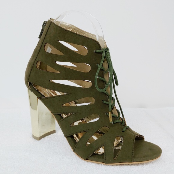 Olive Green Corset Heels - Picture 1 of 6